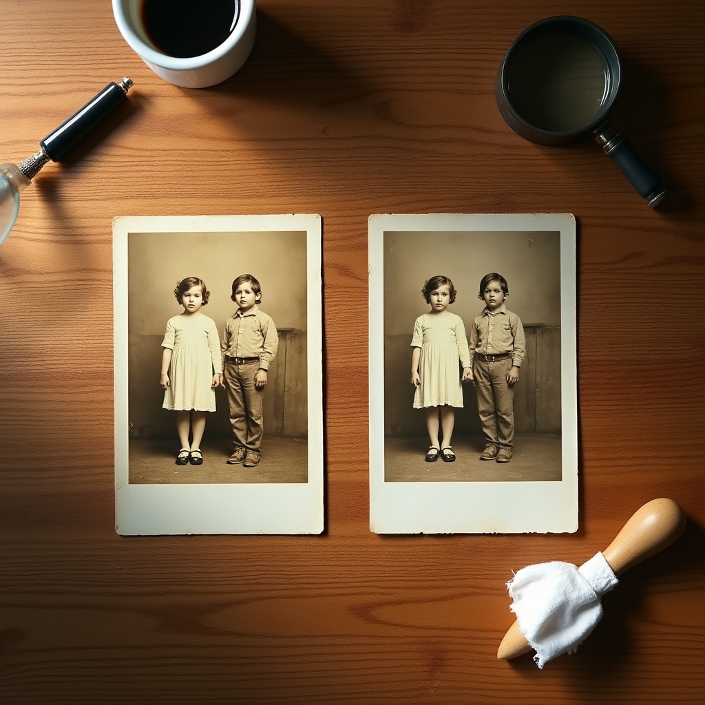 Confronto tra una fotografia prima e dopo il restauro digitale