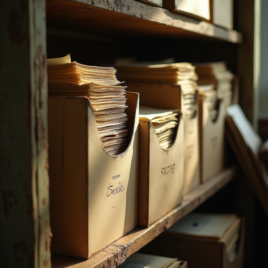 Scatole d'archivio con fotografie di famiglia pronte per essere imballate e spedite